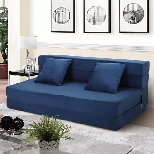 80 Folding Sofa Bed with Pillows, Convertible Sleeper Chair for Adults, Memory Foam Floor Couch Futon for Compact Living Room