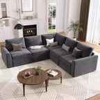 Canapé d'angle Acekool Chenille avec lit gigogne, Gris | Canapé Modulable en L avec Rangement sous les Assises et Élément d'Angle Description du produit