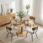 Ensemble de salle à manger rond moderne 5 pièces, ensemble de salle à manger de cuisine sur pied de 39,5 po avec 4 chaises rembourrées en tissu bouclé pour la cuisine et la salle à manger - Panipeachy