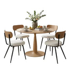 Ensemble de salle à manger rond moderne 5 pièces, ensemble de salle à manger de cuisine sur pied de 39,5 po avec 4 chaises rembourrées en tissu bouclé pour la cuisine et la salle à manger - Panipeachy
