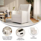 Fauteuil inclinable pivotant Emma et Oliver avec ports de charge USB/USB-C, fauteuil inclinable pivotant manuel à 270 degrés