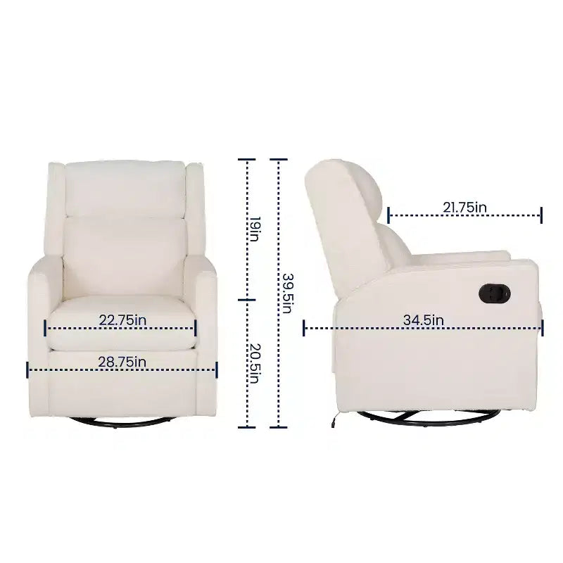 Fauteuil inclinable pivotant Emma et Oliver avec ports de charge USB/USB-C, fauteuil inclinable pivotant manuel à 270 degrés