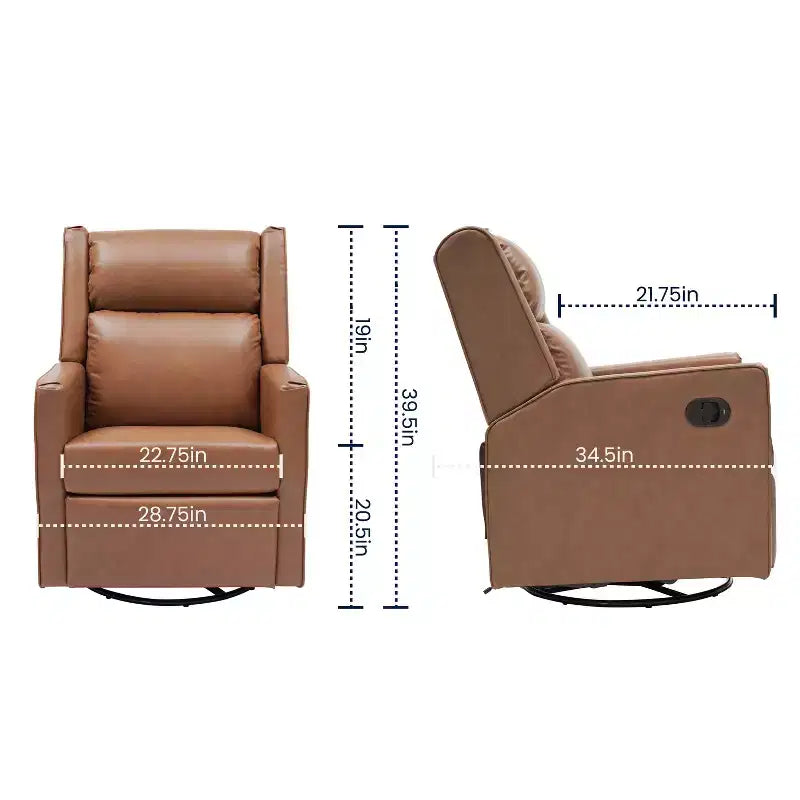 Fauteuil inclinable pivotant Emma et Oliver avec ports de charge USB/USB-C, fauteuil inclinable pivotant manuel à 270 degrés