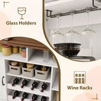 Meuble de bar à café de ferme 47 avec station de recharge, buffet en bois, grand buffet, étagère de rangement avec casier à vin pour cuisine et salle à manger