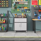 Servante d'atelier métallique pour garage, armoire de rangement mobile robuste avec portes verrouillables, servante à outils roulante