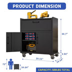 Servante d'atelier métallique pour garage, armoire de rangement mobile robuste avec portes verrouillables, servante à outils roulante