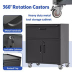 Servante d'atelier métallique pour garage, armoire de rangement mobile robuste avec portes verrouillables, servante à outils roulante