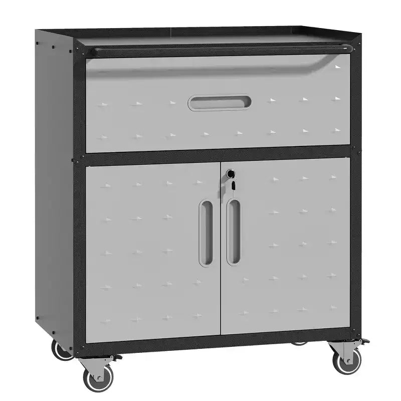 Servante d'atelier métallique pour garage, armoire de rangement mobile robuste avec portes verrouillables, servante à outils roulante