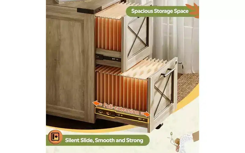 DEXYLLO Meuble Classeur à 2 Tiroirs avec Dossiers Suspendus, Meuble de Rangement Mobile à Roulettes pour Bureau à Domicile, Classeur Sous Bureau avec Serrure