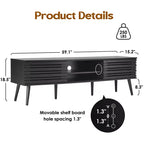 Meuble TV JVNOXK de style scandinave pour téléviseurs jusqu'à 70 pouces avec rangements, meuble TV en bois cannelé pour salon, console média bohème, noyer foncé