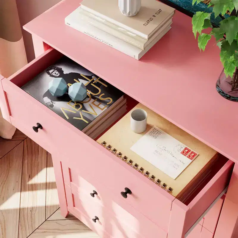 Commode à 5 tiroirs pour chambre à coucher, chiffonnier haut et moderne avec poignées en métal, meuble de rangement en bois pour placard, salon, couloir