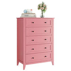 Commode à 5 tiroirs pour chambre à coucher, chiffonnier haut et moderne avec poignées en métal, meuble de rangement en bois pour placard, salon, couloir