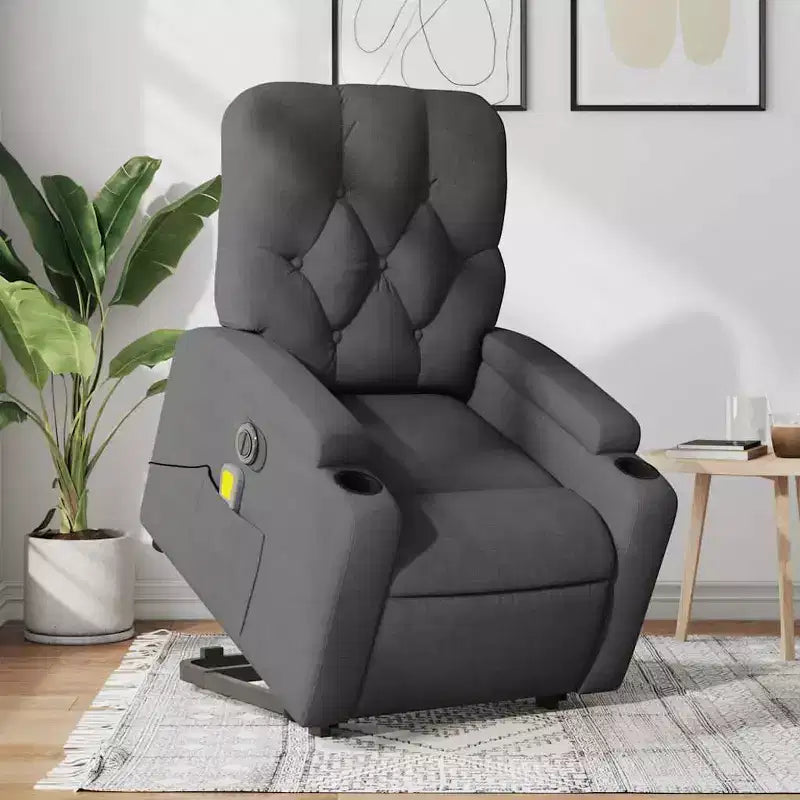 vidaXL Fauteuil inclinable de massage releveur gris foncé