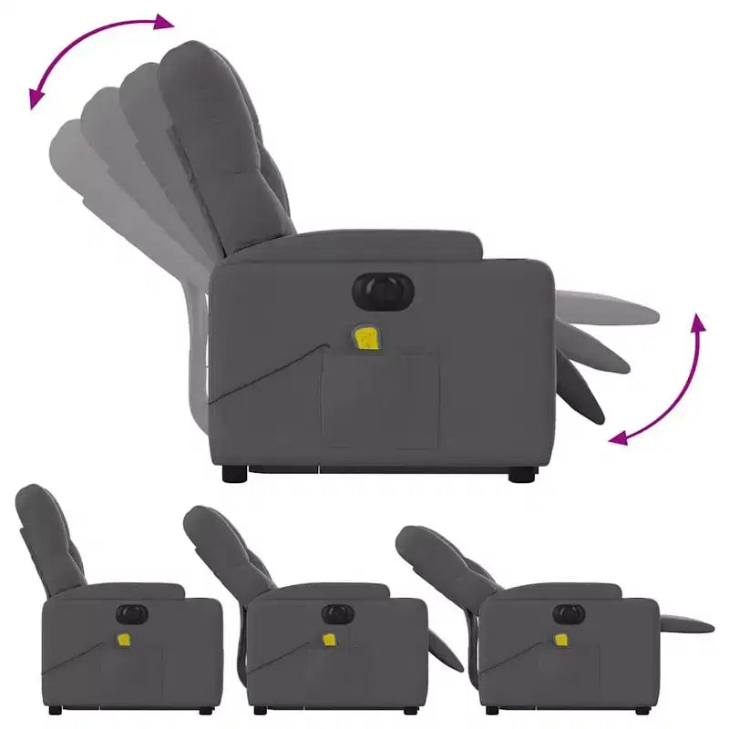 vidaXL Fauteuil inclinable de massage releveur gris foncé