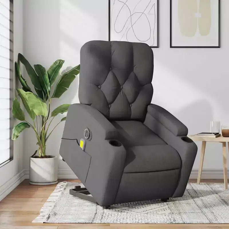 vidaXL Fauteuil inclinable de massage releveur gris foncé