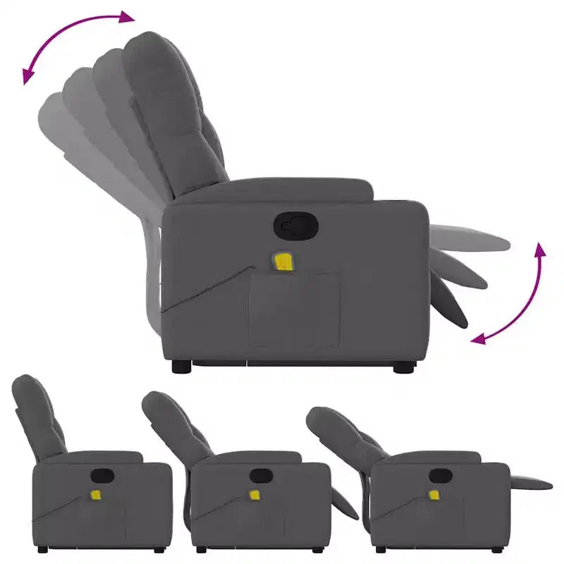 vidaXL Fauteuil inclinable de massage releveur gris foncé