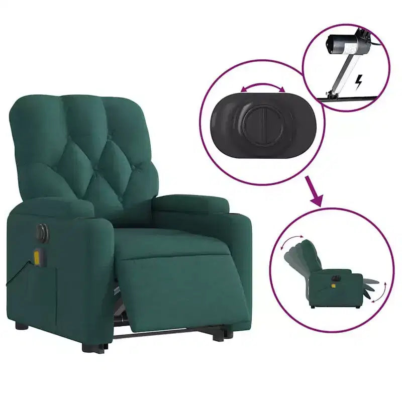 vidaXL Fauteuil inclinable de massage releveur gris foncé