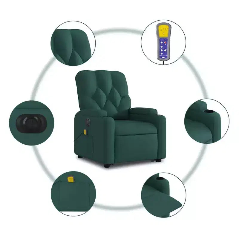 vidaXL Fauteuil inclinable de massage releveur gris foncé