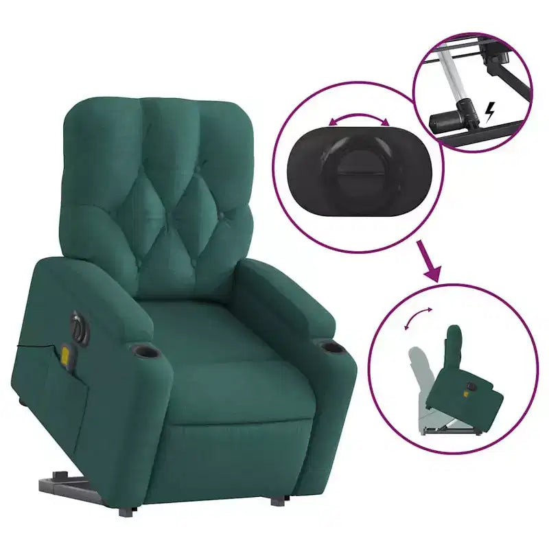 vidaXL Fauteuil inclinable de massage releveur gris foncé