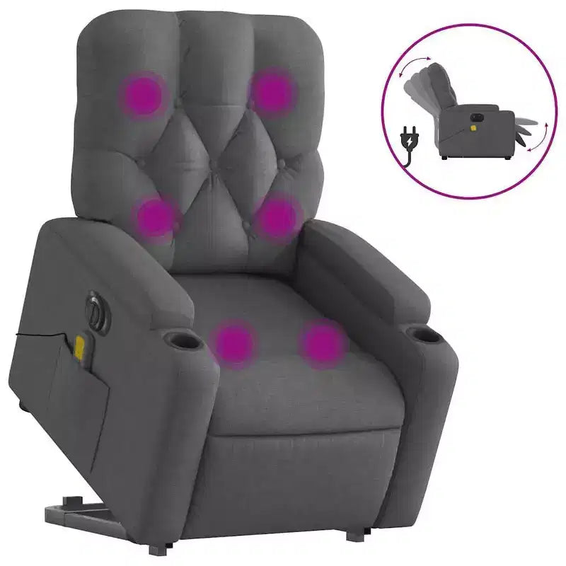 vidaXL Fauteuil inclinable de massage releveur gris foncé
