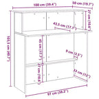 vidaXL Comptoir de réception noir 100x50x103,5 cm en bois d'ingénierie