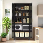 JVNOXK 71'' 2 Shapely Doors Cabinet, Metal Storage Cabinet with Doors and Adjustable Shelves, for Bedroom, Living Room, Kitchen,Black