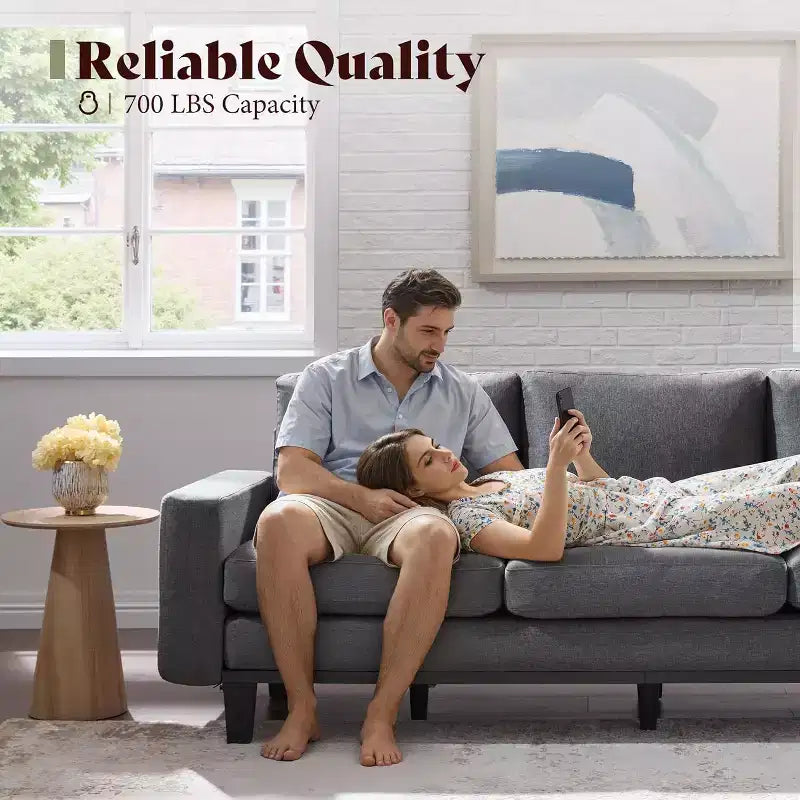 AMERLIFE Canapé 3 places 190 cm avec assise profonde et structure en métal