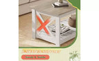 Table basse de ferme DEXYLLO pour salon, table centrale rustique de 102 cm avec support en X et étagère de rangement