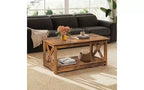 Table basse de ferme DEXYLLO pour salon, table centrale rustique de 102 cm avec support en X et étagère de rangement