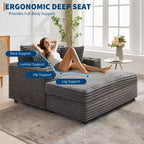 Grande chaise longue, lit de repos rembourré de 60 pouces avec coussins et accoudoirs, canapé-lit en velours côtelé pour salon, chambre à coucher