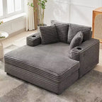 Grande chaise longue, lit de repos rembourré de 60 pouces avec coussins et accoudoirs, canapé-lit en velours côtelé pour salon, chambre à coucher