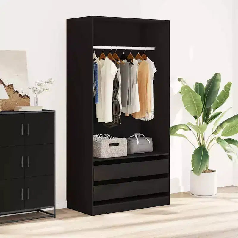 vidaXL Armoire noire en bois d'ingénierie Armoire compacte rectangulaire