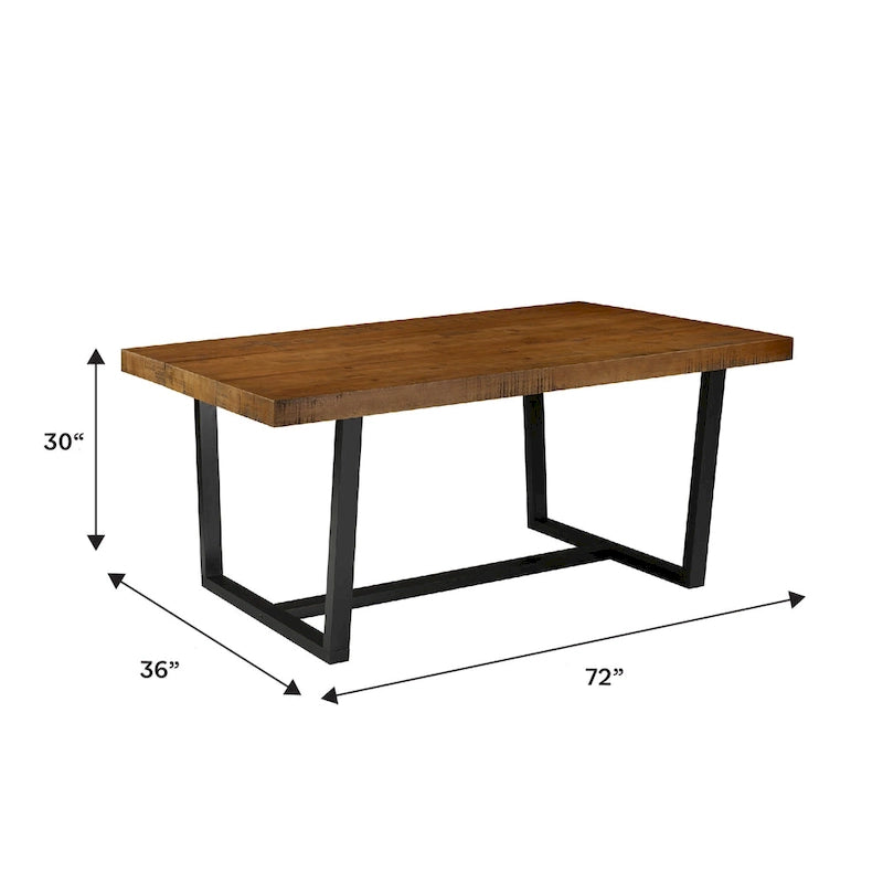Table de salle à manger Middlebrook en bois massif vieilli de 72 po