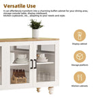 Meuble TV pour téléviseurs jusqu'à 70 pouces, buffet polyvalent, étagères réglables, portes en verre trempé, buffet avec 5 pieds en forme de calebasse