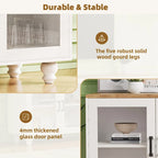Meuble TV pour téléviseurs jusqu'à 70 pouces, buffet polyvalent, étagères réglables, portes en verre trempé, buffet avec 5 pieds en forme de calebasse