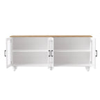 Meuble TV pour téléviseurs jusqu'à 70 pouces, buffet polyvalent, étagères réglables, portes en verre trempé, buffet avec 5 pieds en forme de calebasse