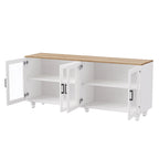 Meuble TV pour téléviseurs jusqu'à 70 pouces, buffet polyvalent, étagères réglables, portes en verre trempé, buffet avec 5 pieds en forme de calebasse