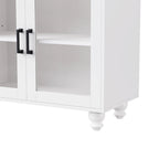 Meuble TV pour téléviseurs jusqu'à 70 pouces, buffet polyvalent, étagères réglables, portes en verre trempé, buffet avec 5 pieds en forme de calebasse