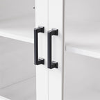Meuble TV pour téléviseurs jusqu'à 70 pouces, buffet polyvalent, étagères réglables, portes en verre trempé, buffet avec 5 pieds en forme de calebasse