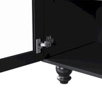 Meuble TV pour téléviseurs jusqu'à 70 pouces, buffet polyvalent, étagères réglables, portes en verre trempé, buffet avec 5 pieds en forme de calebasse
