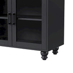 Meuble TV pour téléviseurs jusqu'à 70 pouces, buffet polyvalent, étagères réglables, portes en verre trempé, buffet avec 5 pieds en forme de calebasse