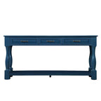 Table console en bois massif de 63 po avec 3 tiroirs et 1 étagère inférieure
