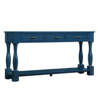 Table console en bois massif de 63 po avec 3 tiroirs et 1 étagère inférieure
