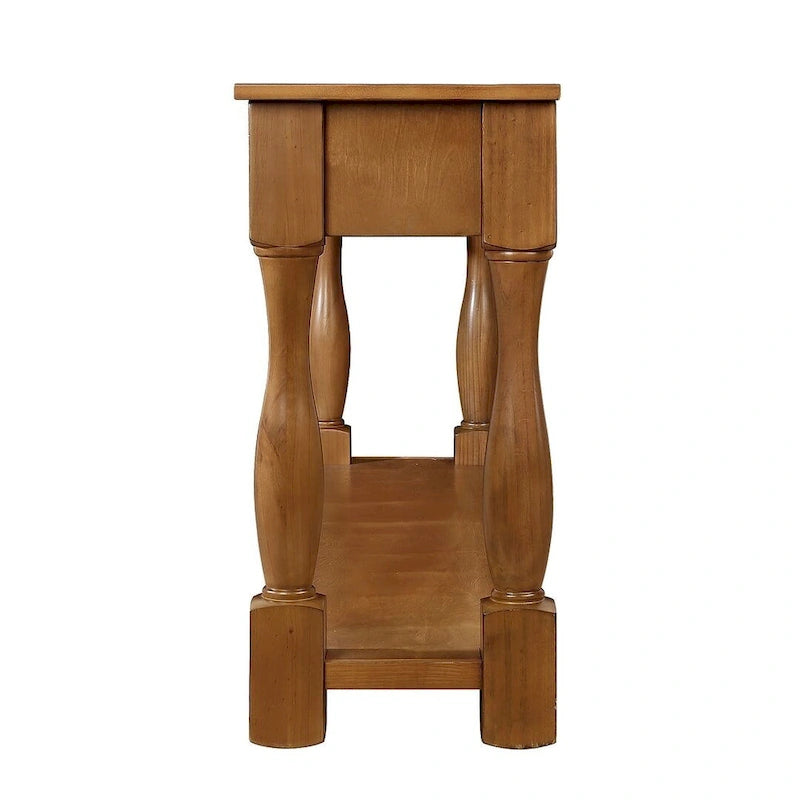 Table console en bois massif de 63 po avec 3 tiroirs et 1 étagère inférieure