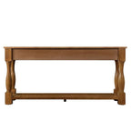 Table console en bois massif de 63 po avec 3 tiroirs et 1 étagère inférieure