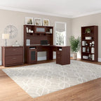 Bureau en L Cabot 60 W avec huche, armoire et bibliothèque de Bush Furniture