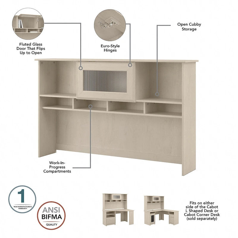 Bureau en L Cabot 60 W avec huche, armoire et bibliothèque de Bush Furniture