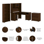 Bureau en L Cabot 60 W avec huche, armoire et bibliothèque de Bush Furniture