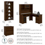 Bureau en L Cabot 60 W avec huche, armoire et bibliothèque de Bush Furniture