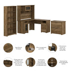 Bureau en L Cabot 60 W avec huche, armoire et bibliothèque de Bush Furniture